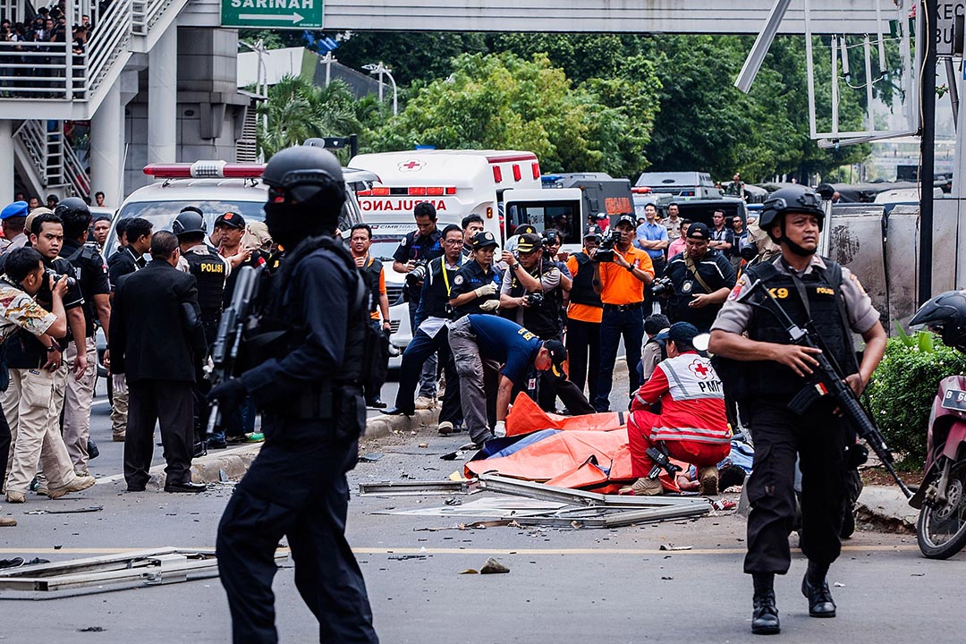 印尼首都雅加達發生連環爆炸。攝： Oscar Siagian/Getty